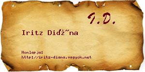 Iritz Diána névjegykártya